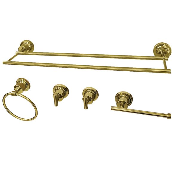 Kingston Brass BAH8213478PB Concord 5-Piece Bathroom Accessory Sets, Polished Brass BAH8213478PB